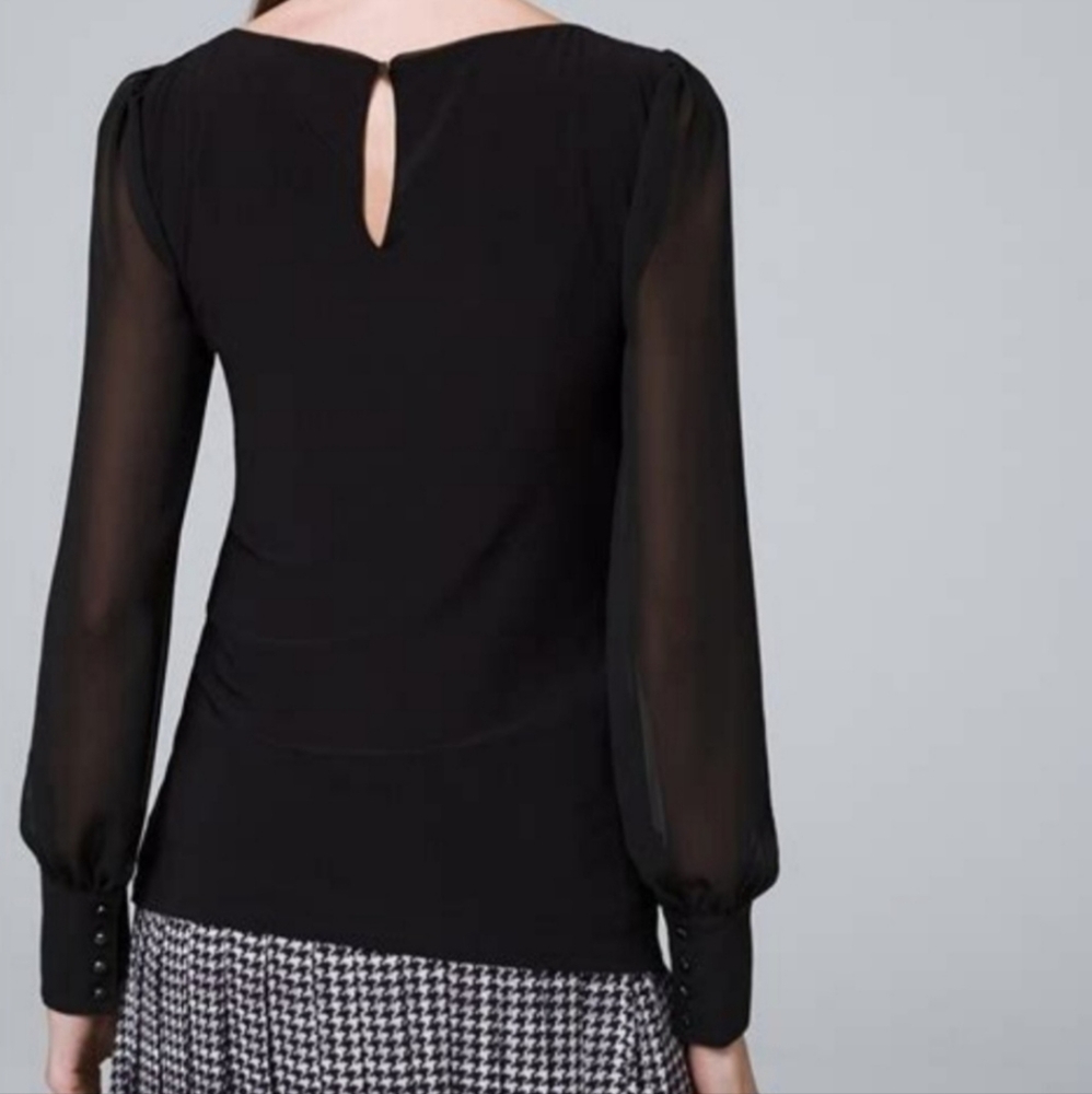 WHBM Chiffon-Sleeve Boatneck Top in Women's M - Picture 2 of 16